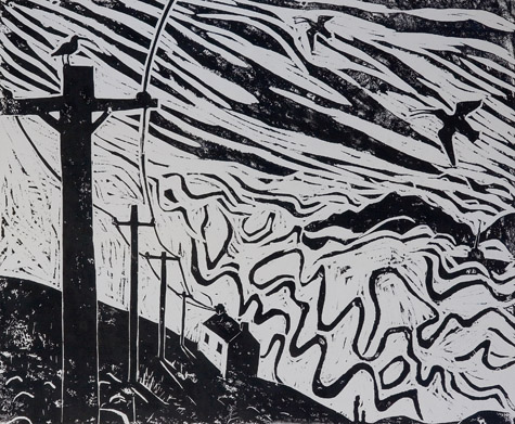 From my Studio - woodcut by Paul Bloomer
